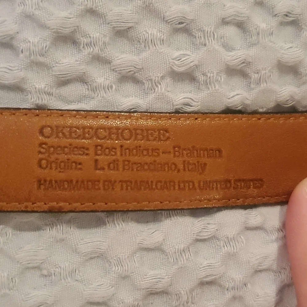 TRAFALGAR Okeechobee Handmade Brown Leather Belt Size 36